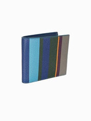 Gallo <BR/>Portafoglio piccolo con portamonete uomo pelle martellata blu righe multicolor AP515787 32648 Gallo 