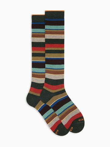 Gallo Calze lunghe uomo cotone verde righe multicolor AP103413 32645 Gallo 