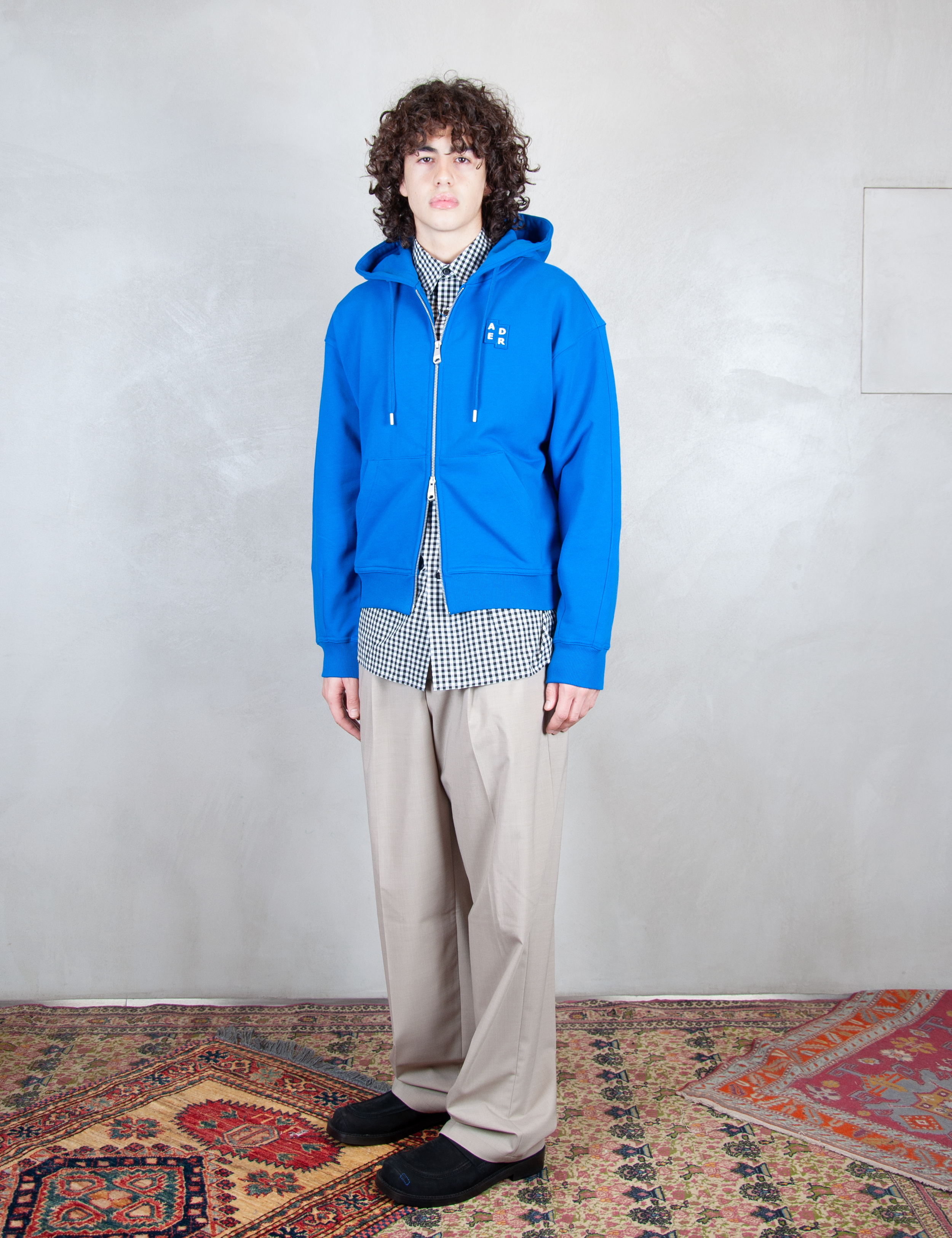 >Semi Oversized Zipped Hoodie BM42FYHD0401 BL-BLUE Ader Error 