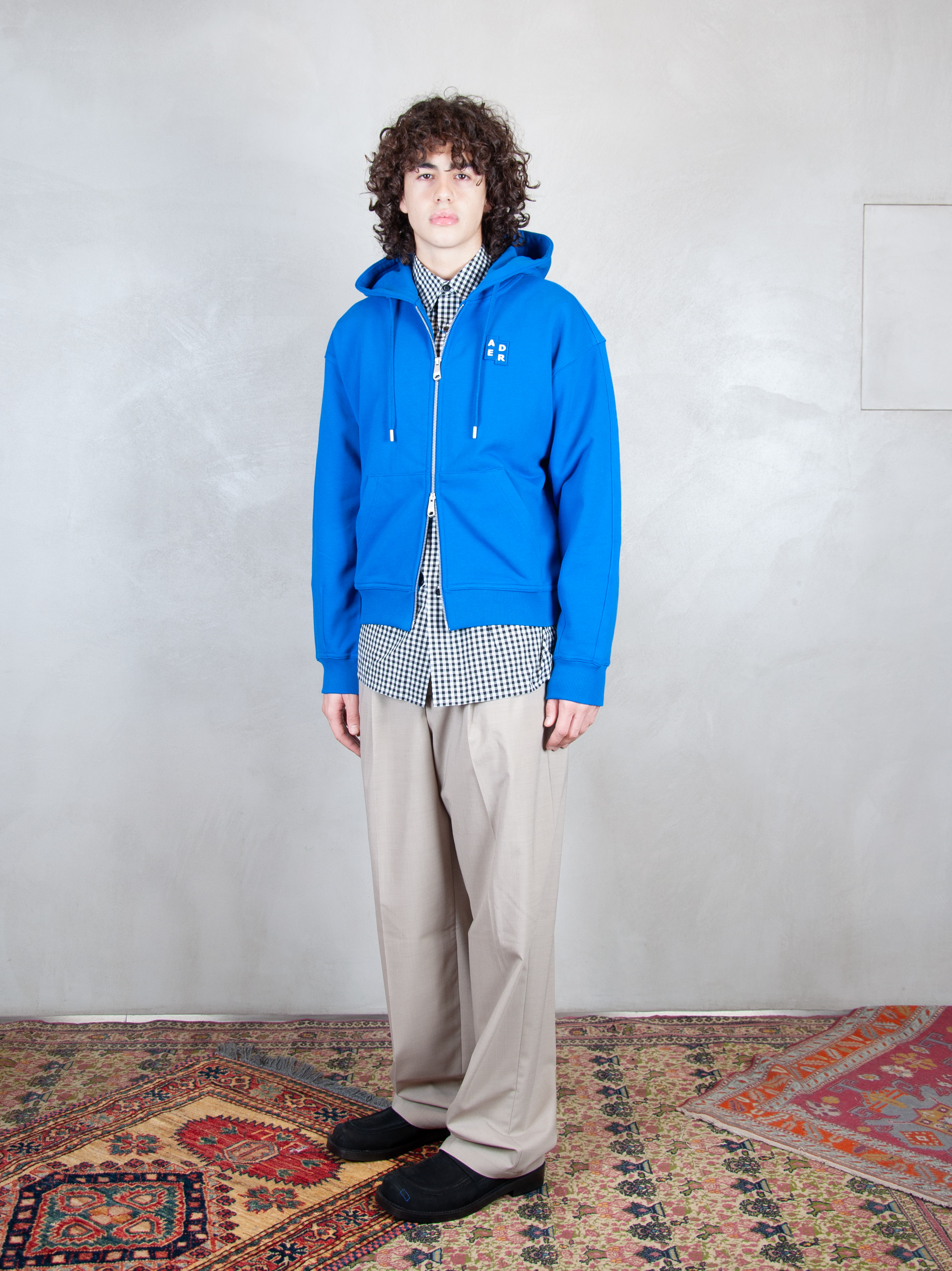 Ader Error Felpa Semi Oversized Zipped Hoodie BM42FYHD0401 BL-BLUE Ader Error 