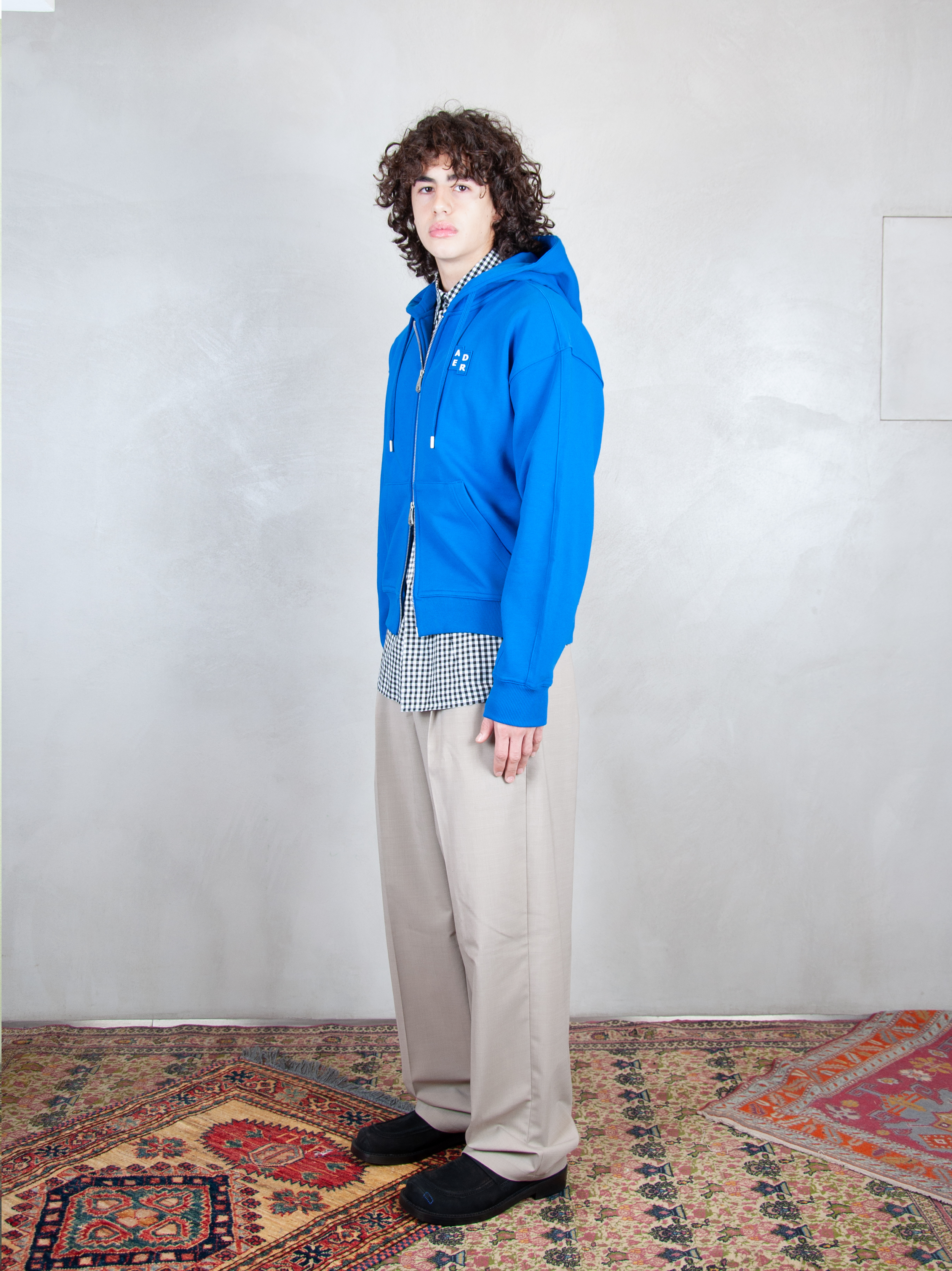 Ader Error Felpa Semi Oversized Zipped Hoodie BM42FYHD0401 BL-BLUE Ader Error 