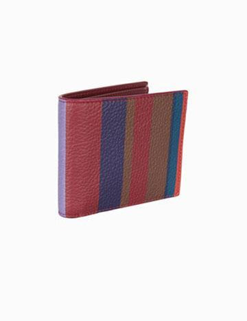 >Portafoglio piccolo con portamonete uomo pelle martellata bordò righe multicolor AP515787 32650 Gallo 