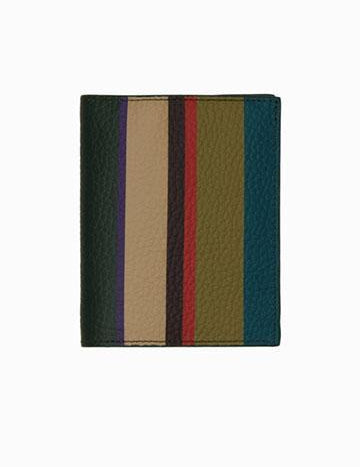 >Porta carta di credito unisex in pelle martellata bordò righe multicolor AP515786 32648 Gallo 