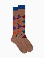 Gallo <BR/>Calze lunghe uomo cotone beige fantasia intarsio AP511567 11445 Gallo 