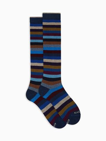 Gallo Calze lunghe uomo cotone blu righe pari AP103118 30822 Gallo 