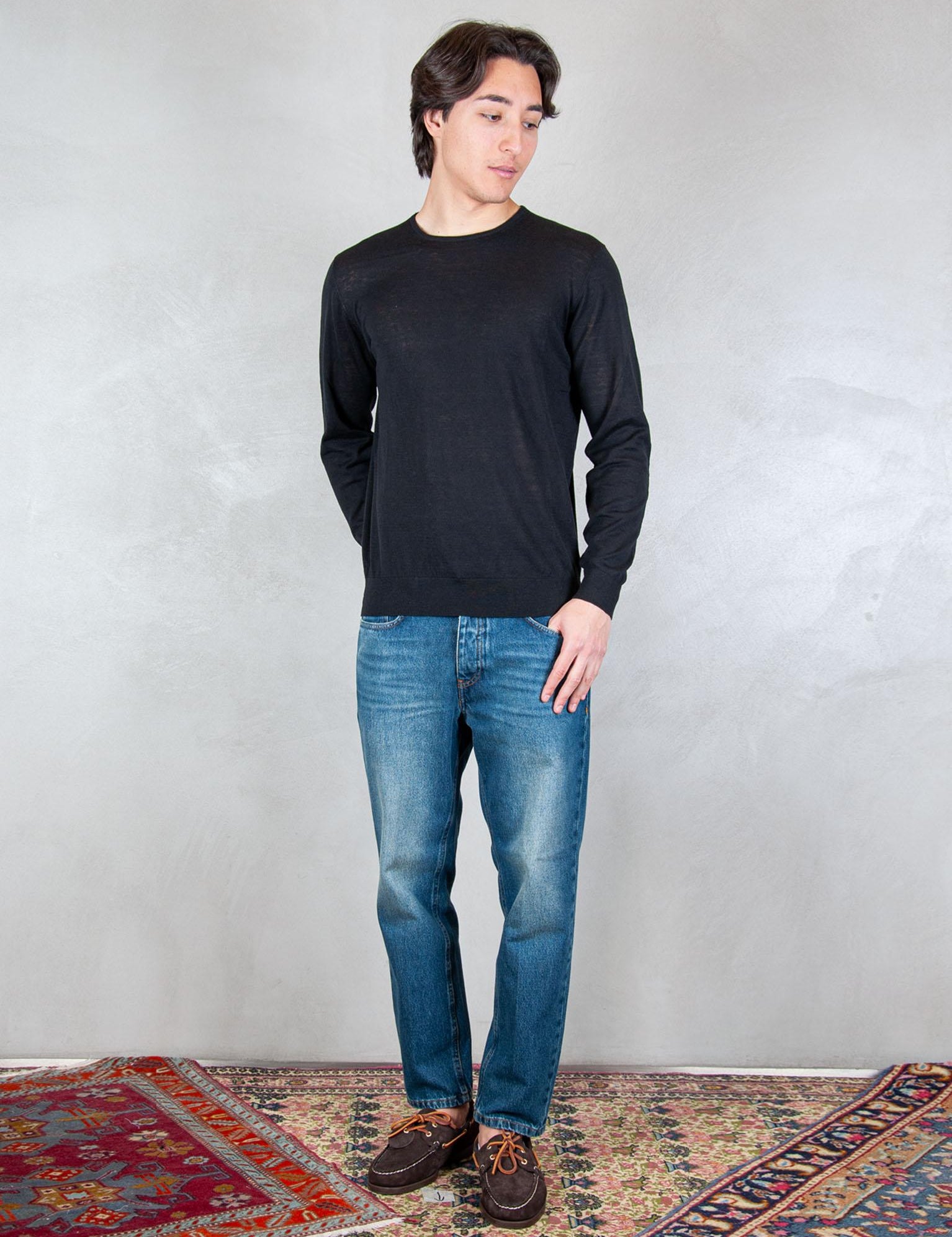 >Girocollo Cotone e Seta ME3318 NERO Seinse 
