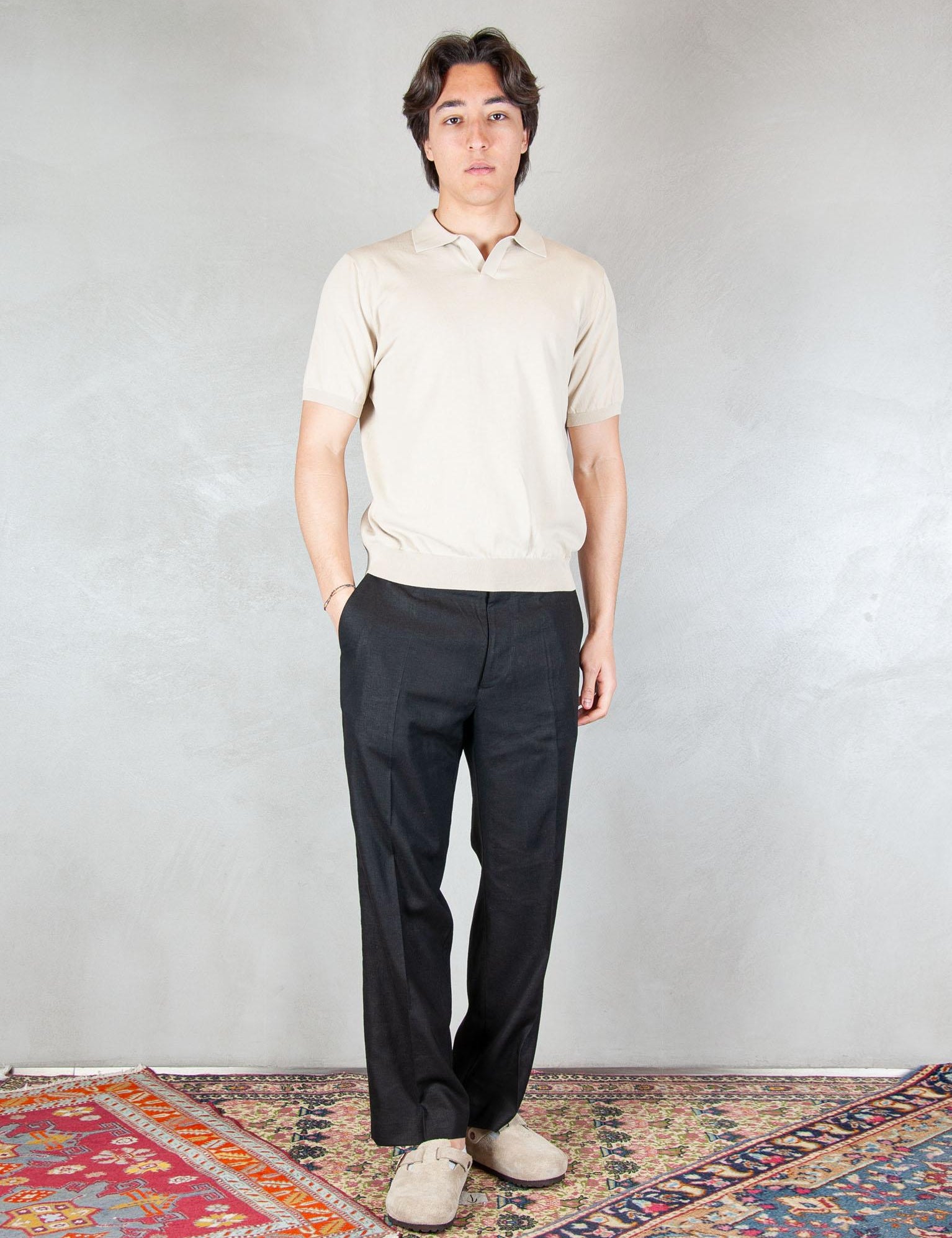 >Pantalone Regular Lino PA3703 NERO I'm Brian 