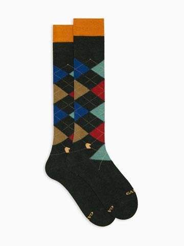 Gallo Calze lunghe uomo cotone verde fantasia intarsio AP511567 32787 Gallo 