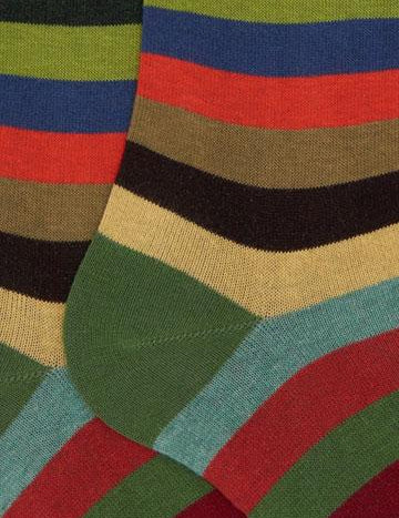 Calze lunghe uomo cotone verde righe pari AP103118 32601 Gallo 