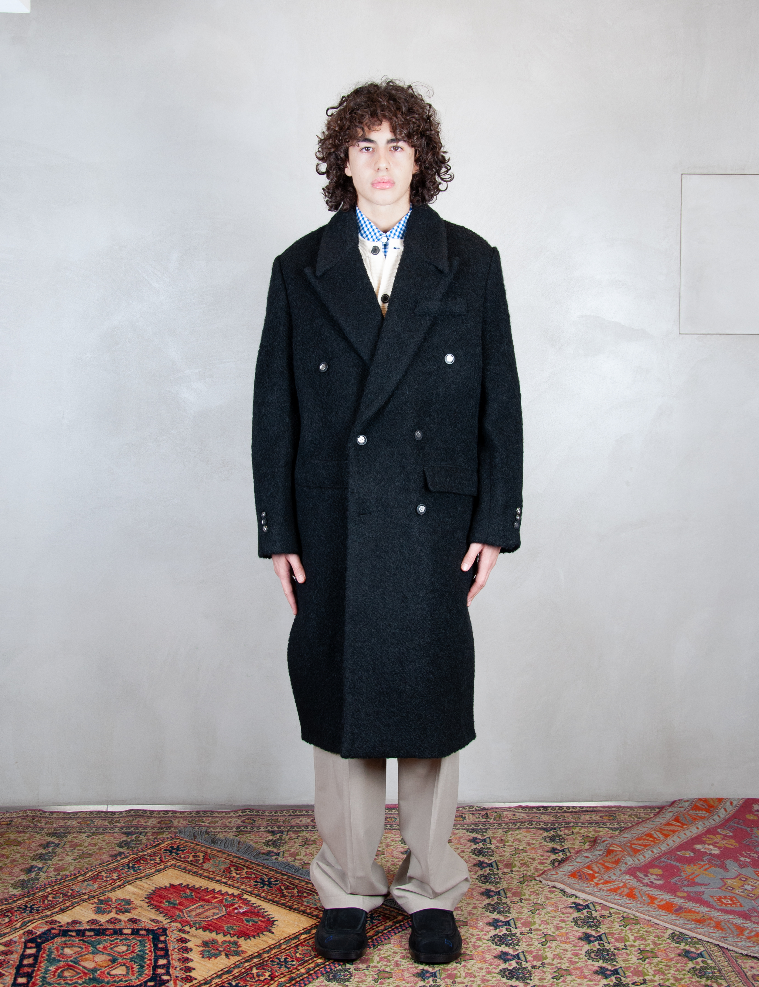 >Oversized Double Breasted Coat BN01FWCT0103 BK-NOIR Ader Error 