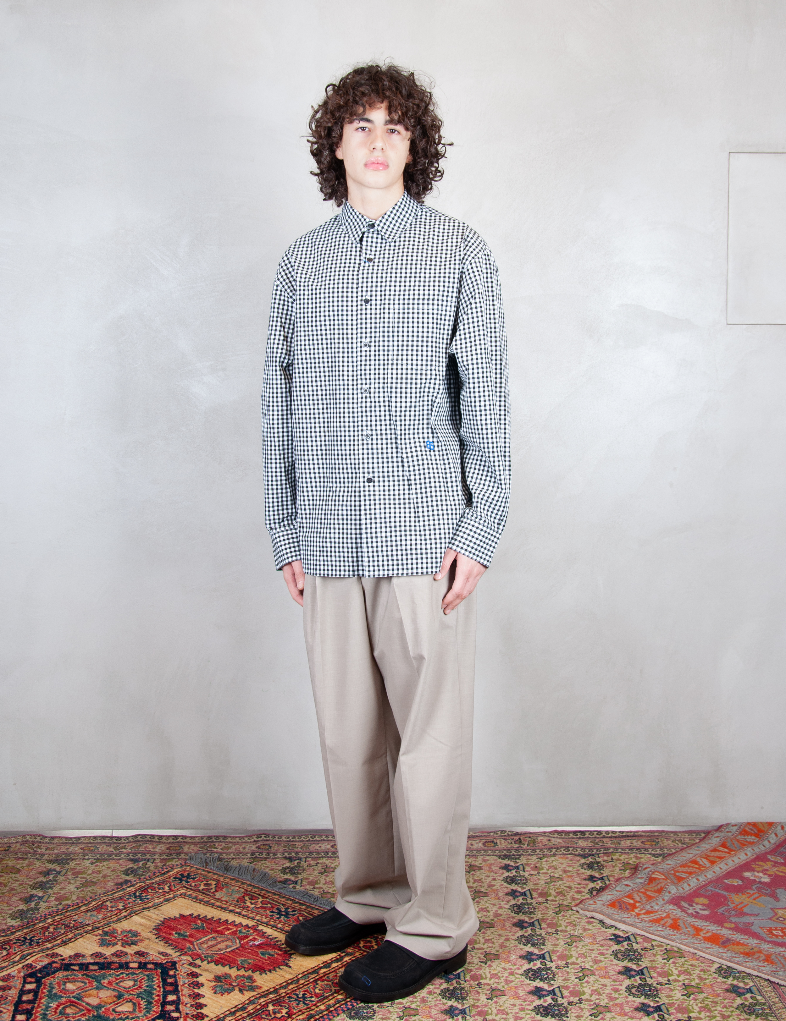 >Check Shirt BMSGFYSH0102 BK-NOIR Ader Error 