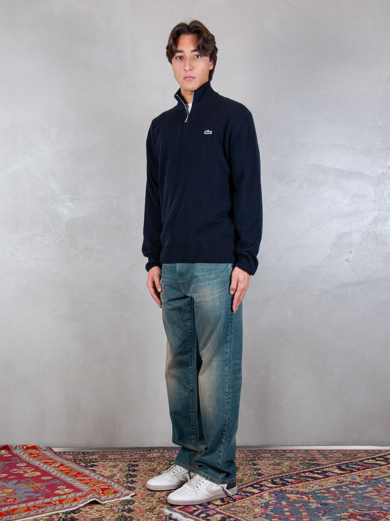 Maglione half zip in lana cardata AH3052 166 Lacoste 