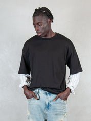 Acupuncture T-shirt <BR/>Layered Long T1 LAYERED LONG T2 WASHED BLACK Acupuncture 