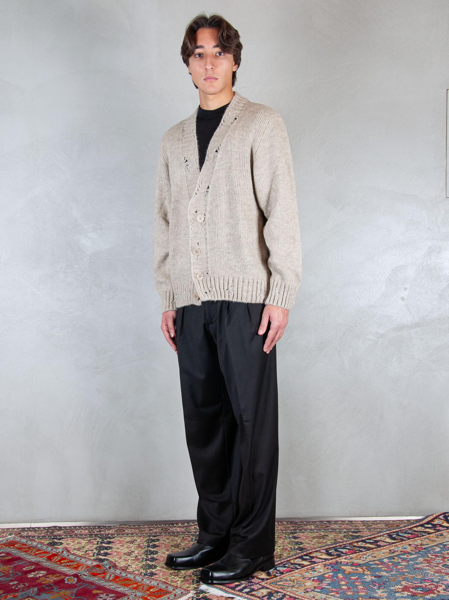 Maglia cardigan rotture MA3417 BEIGE I'm Brain 