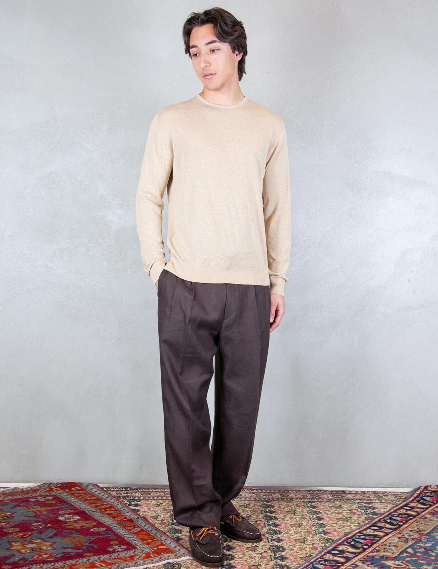 >Girocollo Cotone e Seta ME3318 BEIGE Seinse 