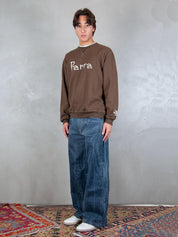Parra Felpa <BR/>Weird Trad Logo crewneck 54321 BROWN Parra 