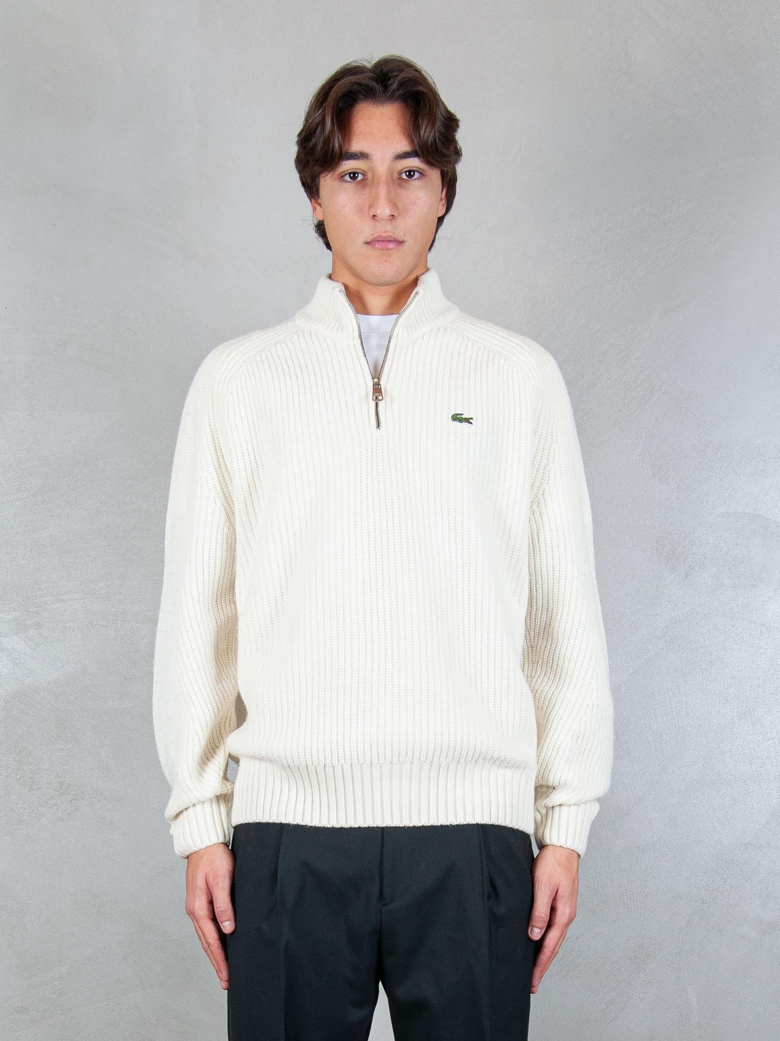 Maglione half zip a coste in lana cardata AH3134 XFJ Lacoste 