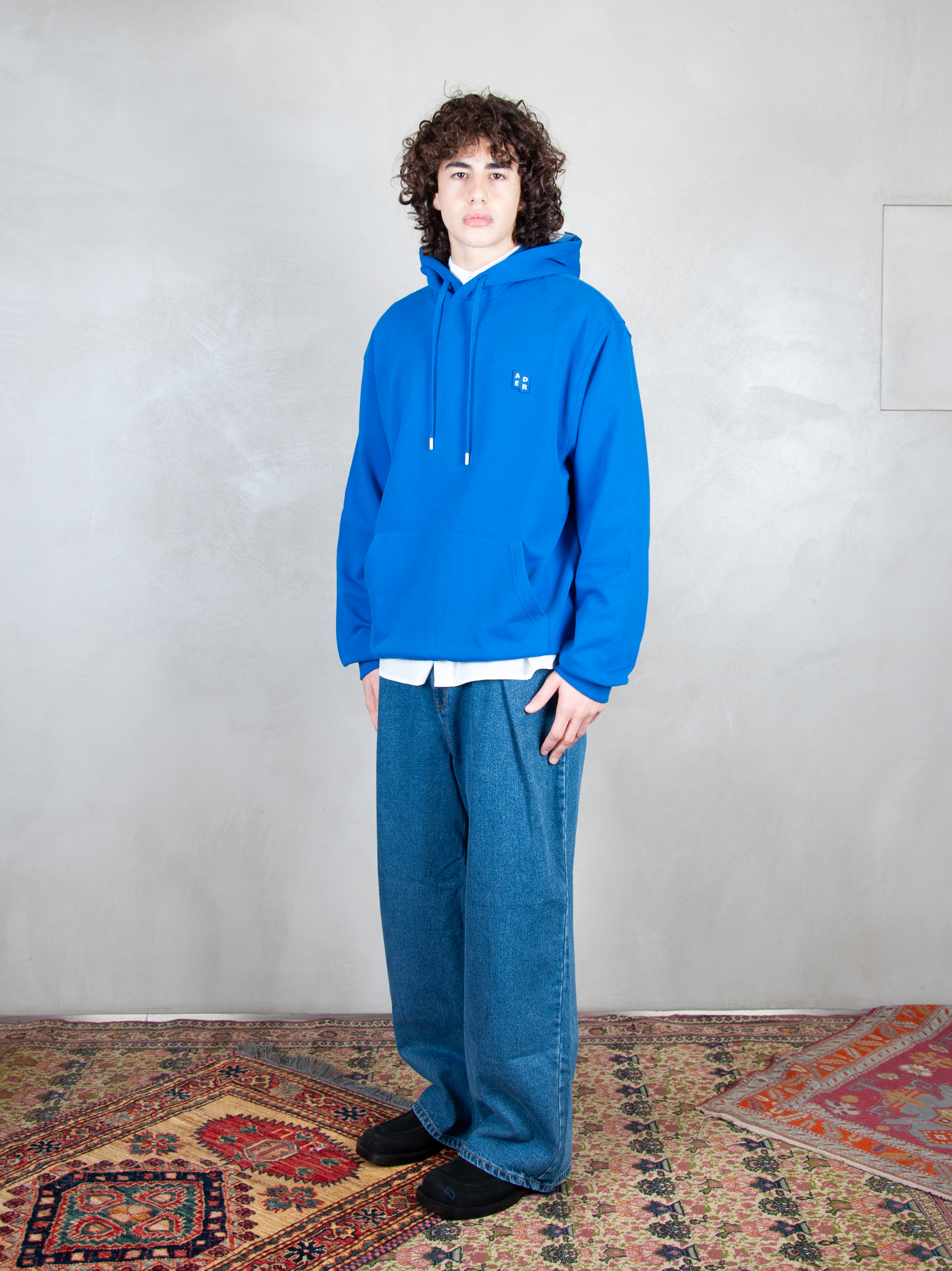 Ader Error Felpa Semi Oversized Hoodie BMSGFYHD0101 BL-BLUE Ader Error 