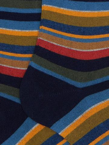 Gallo Calze lunghe uomo cotone e cashmere blu righe multicolor micro AP102852 32430 Gallo 