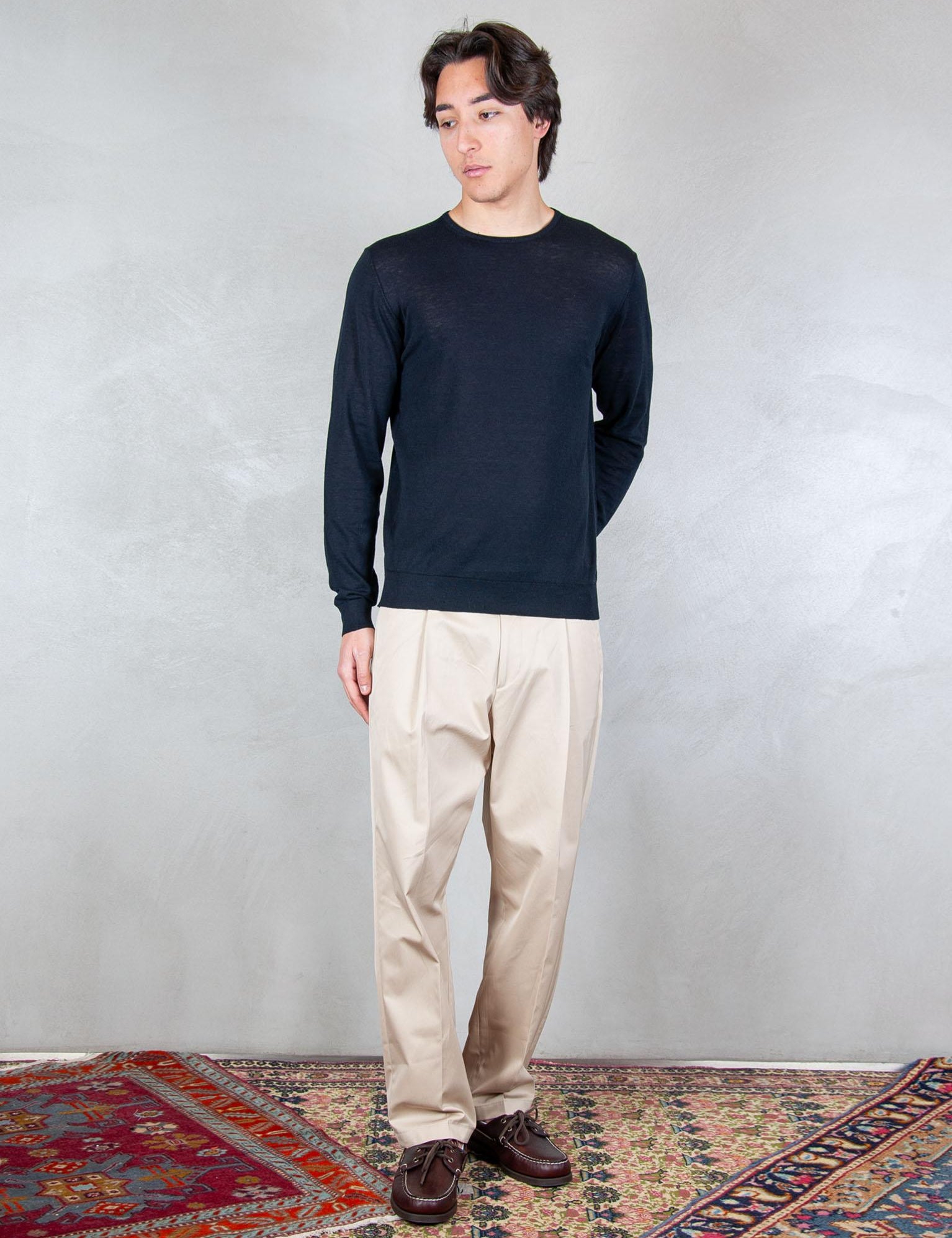 >Girocollo Cotone e Seta ME3318 BLUE NAVY Seinse 