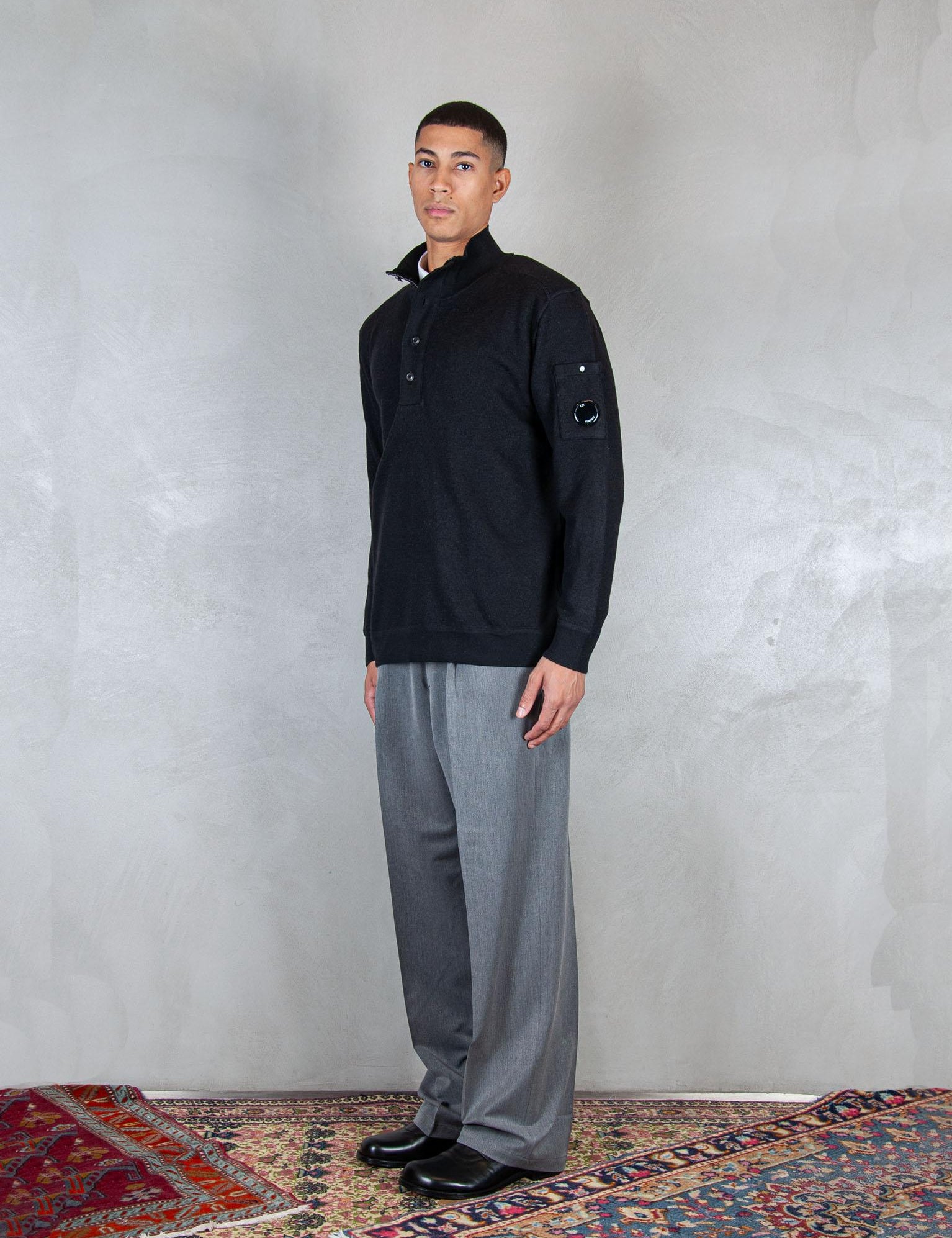 >Wool Felted polo KN199A-110468A 999 C.P. company 