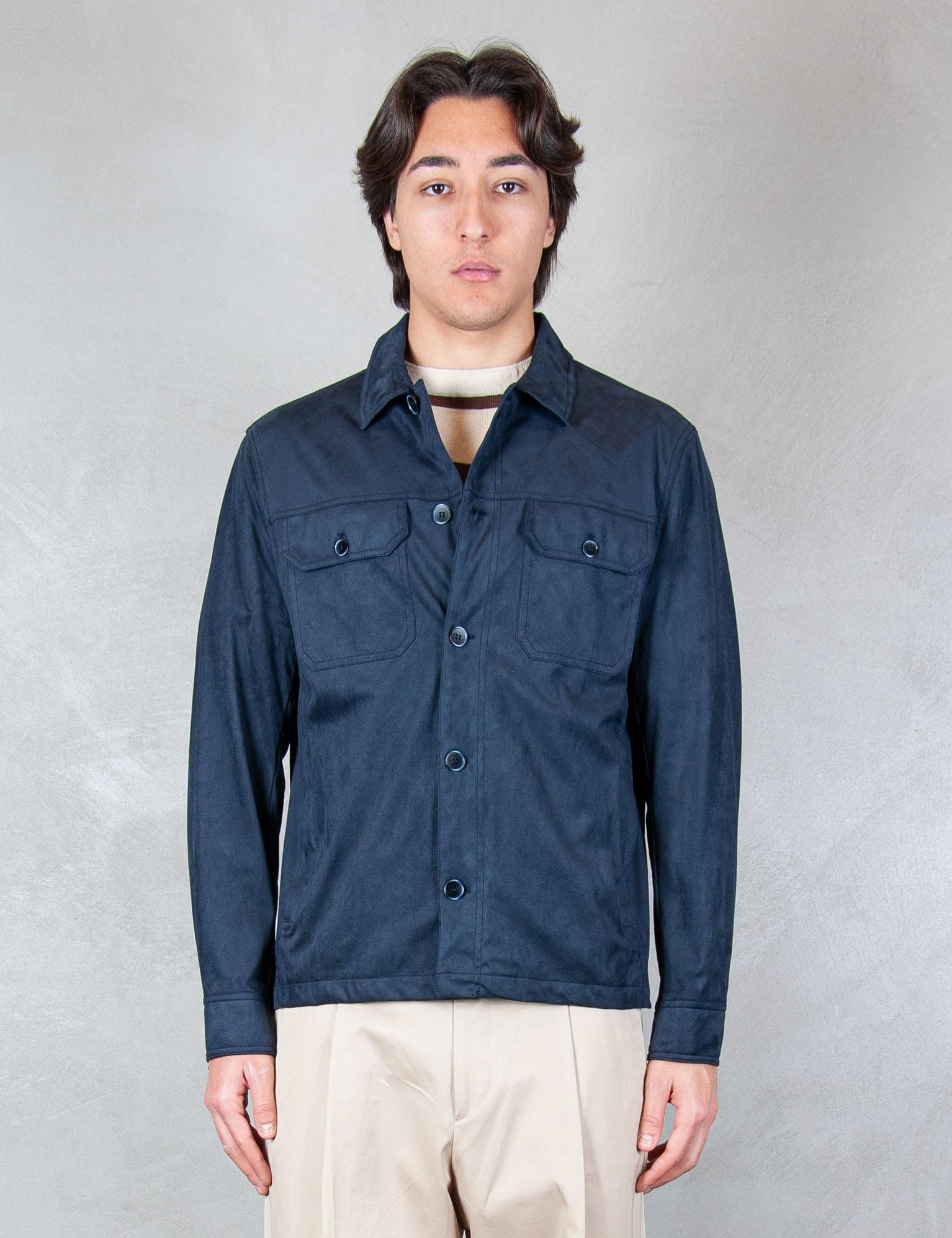 >Camicia Ecopelle GBE1137 BLUE NAVY Seinse 