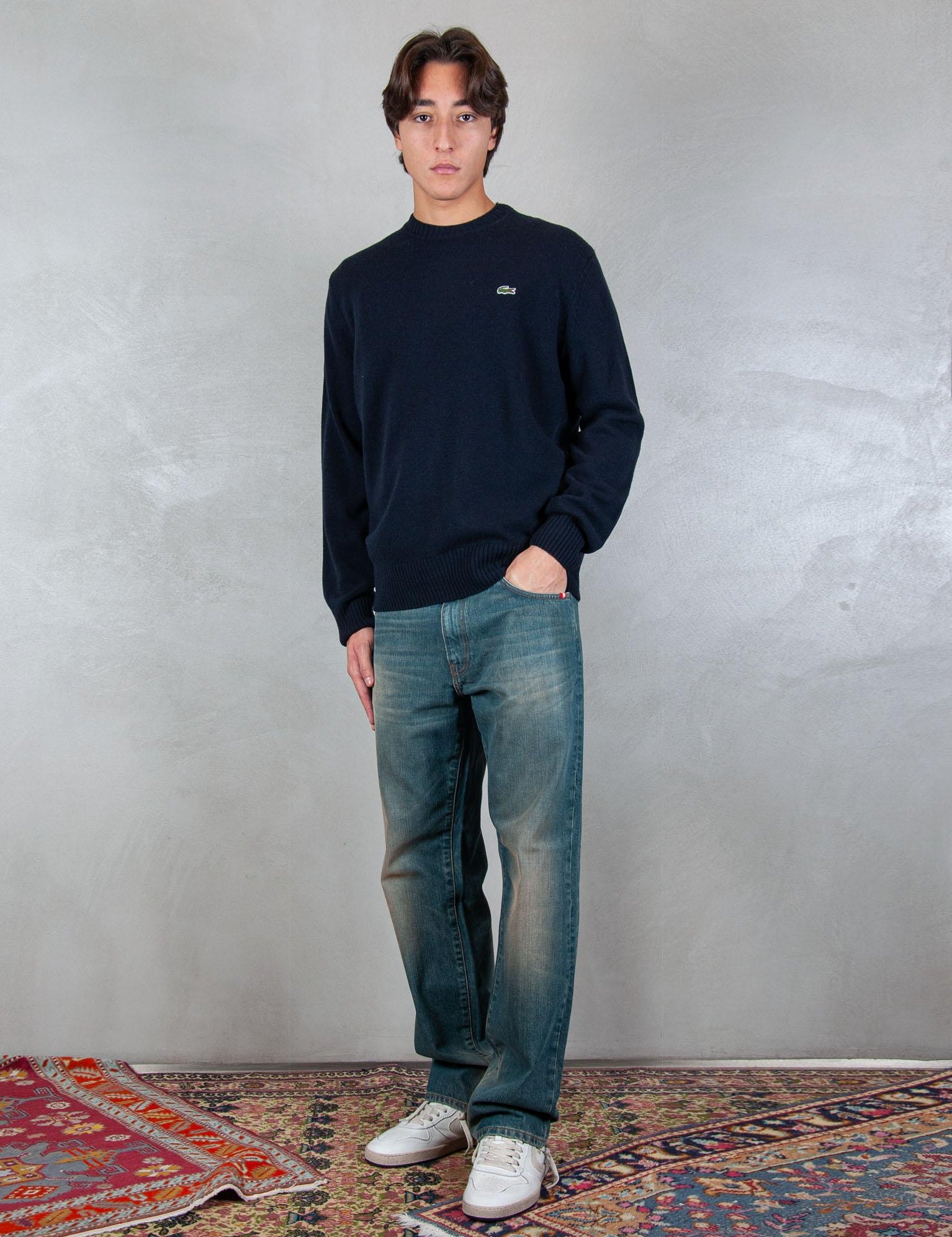 Maglia girocollo in lana cardata AH2916 166 Lacoste 