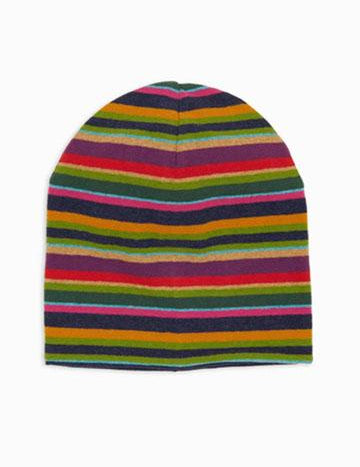 Berretto reversibile unisex pile blu righe multicolor AP104373 31605 Gallo 