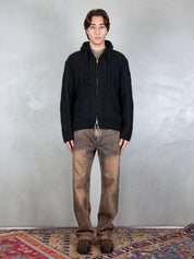 I'M Brian <BR/>Maglia zip treccia MA3403 NERO I'm Brain 