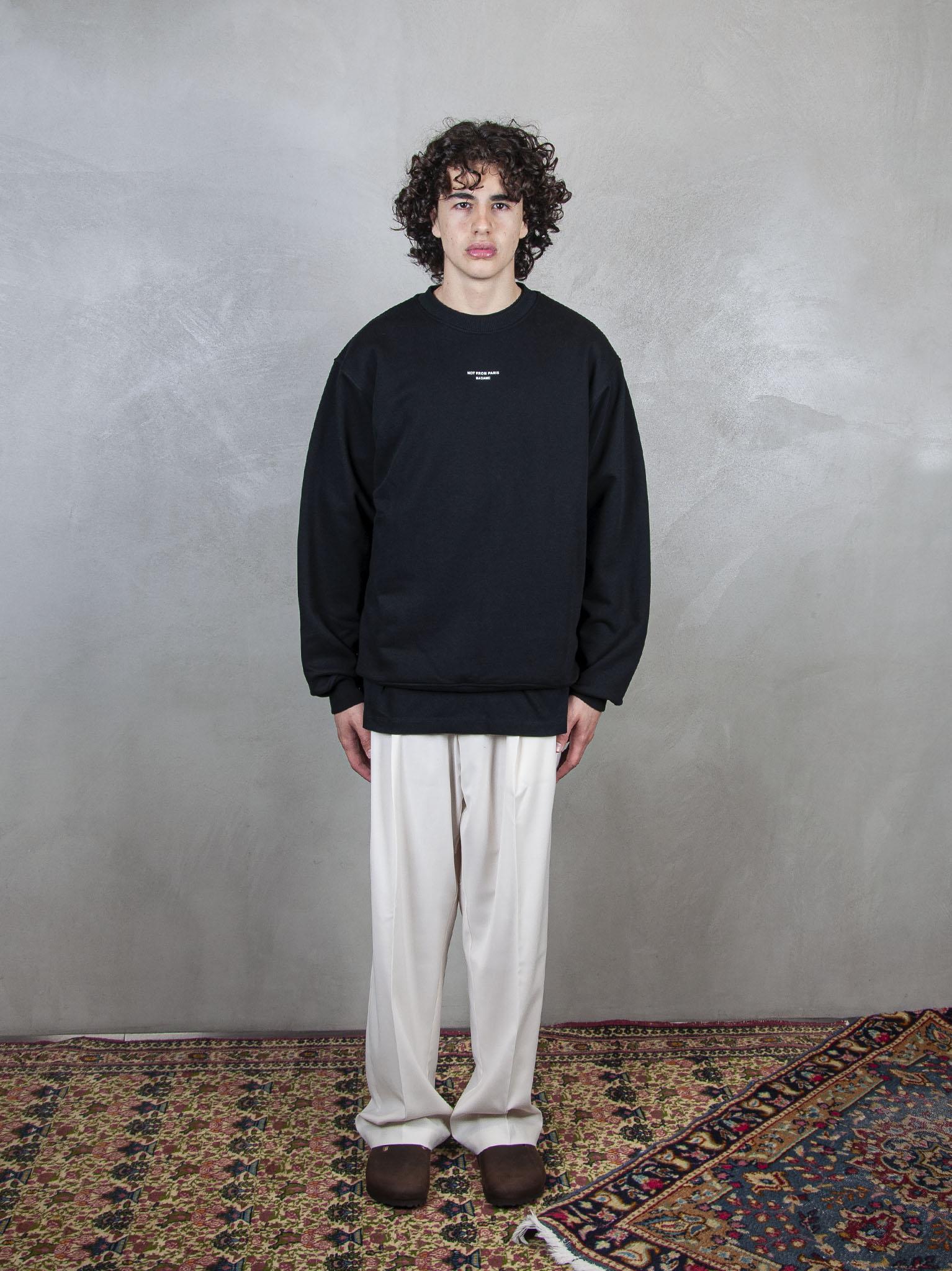 Le Sweatshirt Slogan Classique SW148-CO127 BL Drôle De Monsieur 