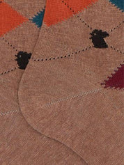 Gallo <BR/>Calze lunghe uomo cotone beige fantasia intarsio AP511567 11445 Gallo 