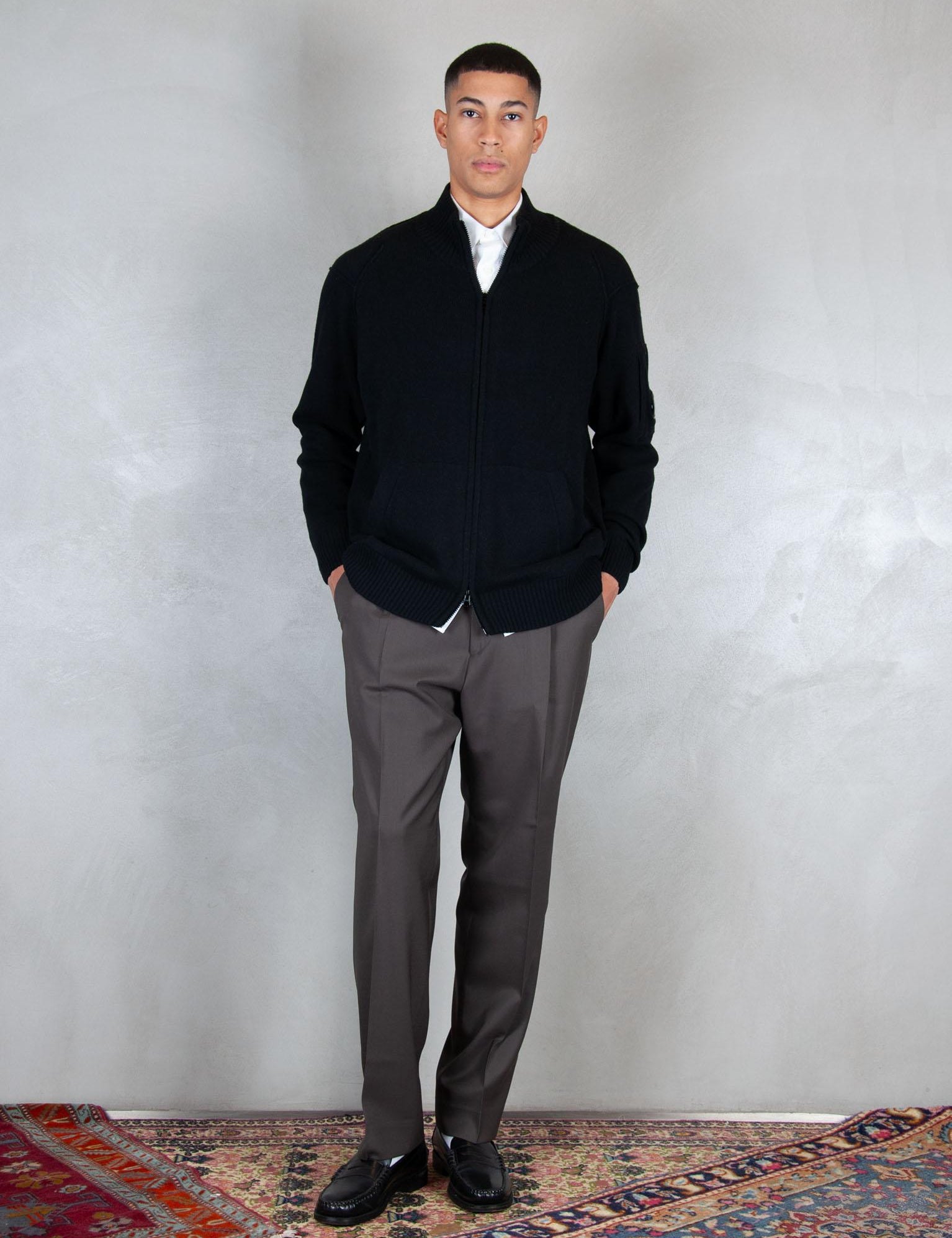 >Lambswool zip KN708A-110149A 999 C.P. company 