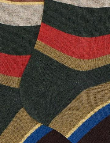 Calze lunghe uomo cotone verde righe multicolor AP103413 32645 Gallo 