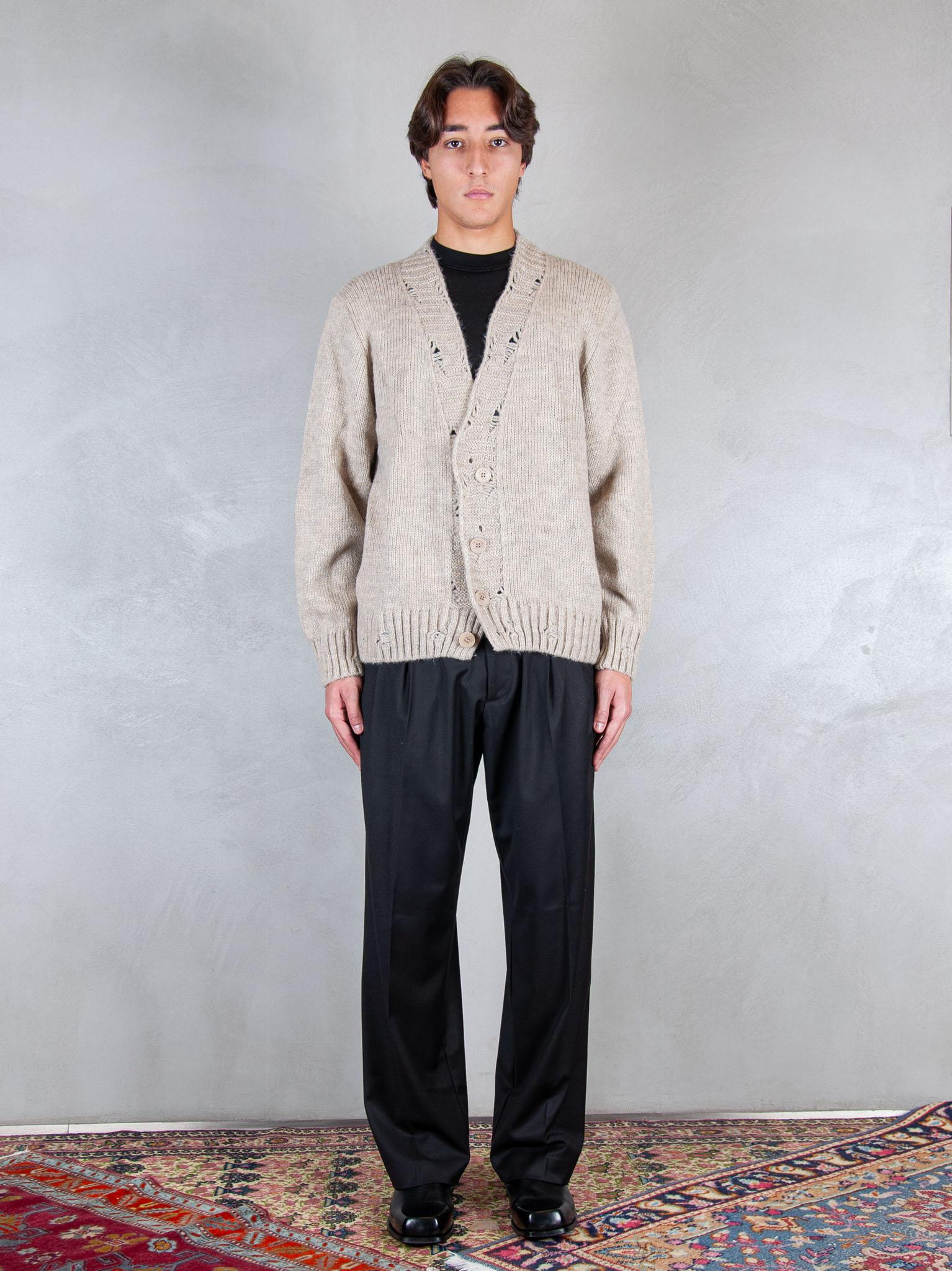 Maglia cardigan rotture MA3417 BEIGE I'm Brain 