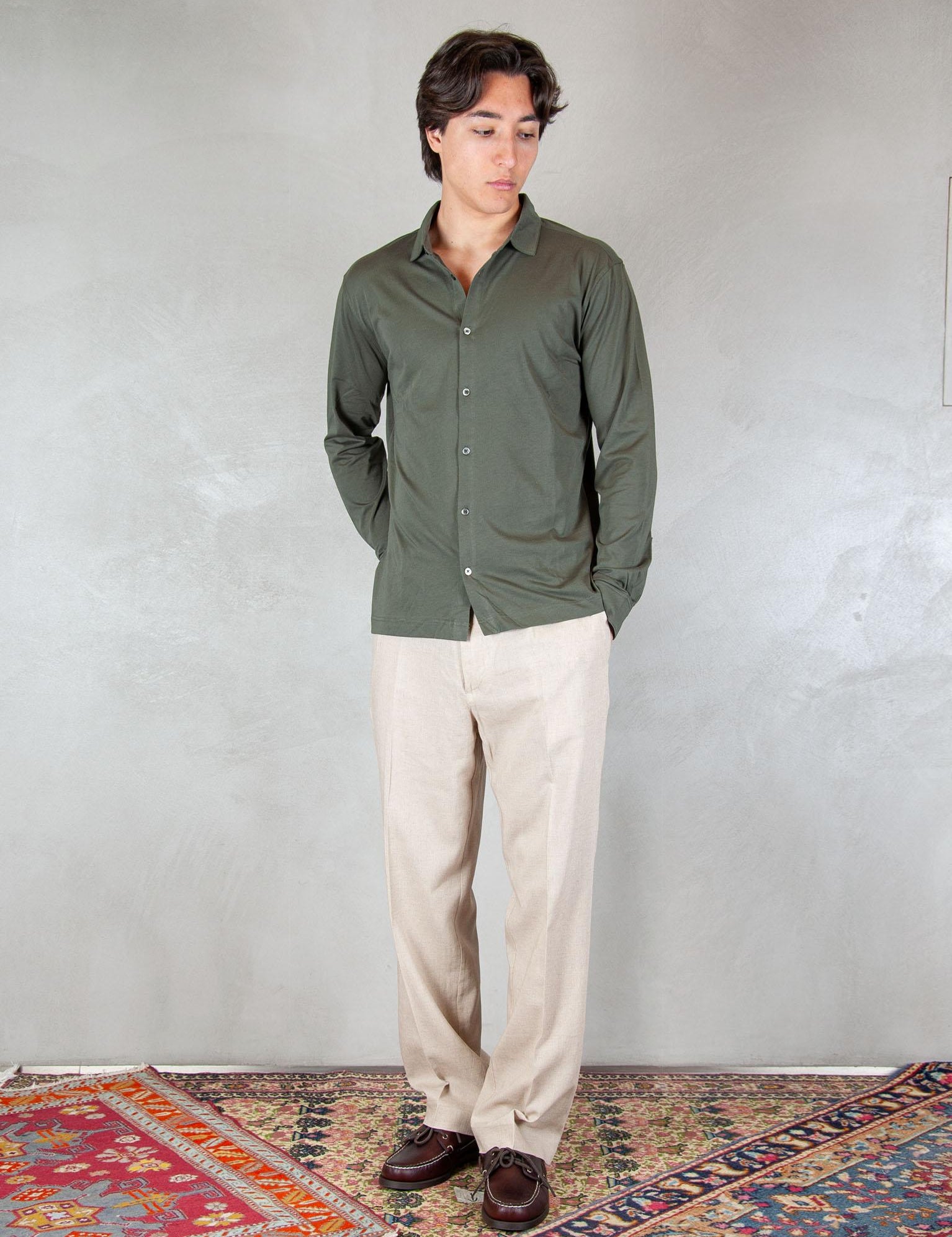>Pantalone Regular Lino PA3703 BEIGE I'm Brian 