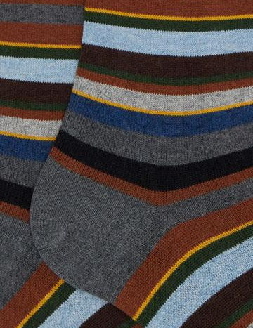 Calze lunghe uomo cotone e cashmere grigio righe multicolor micro AP102852 11803 Gallo 