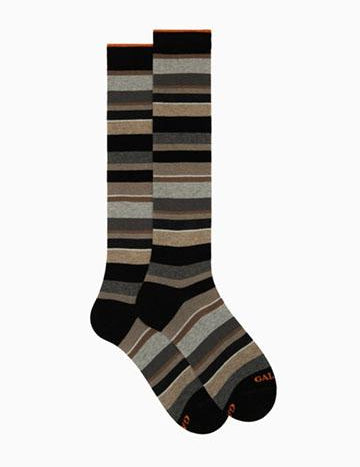 Calze lunghe uomo cotone nero righe multicolor AP103413 11765 Gallo 