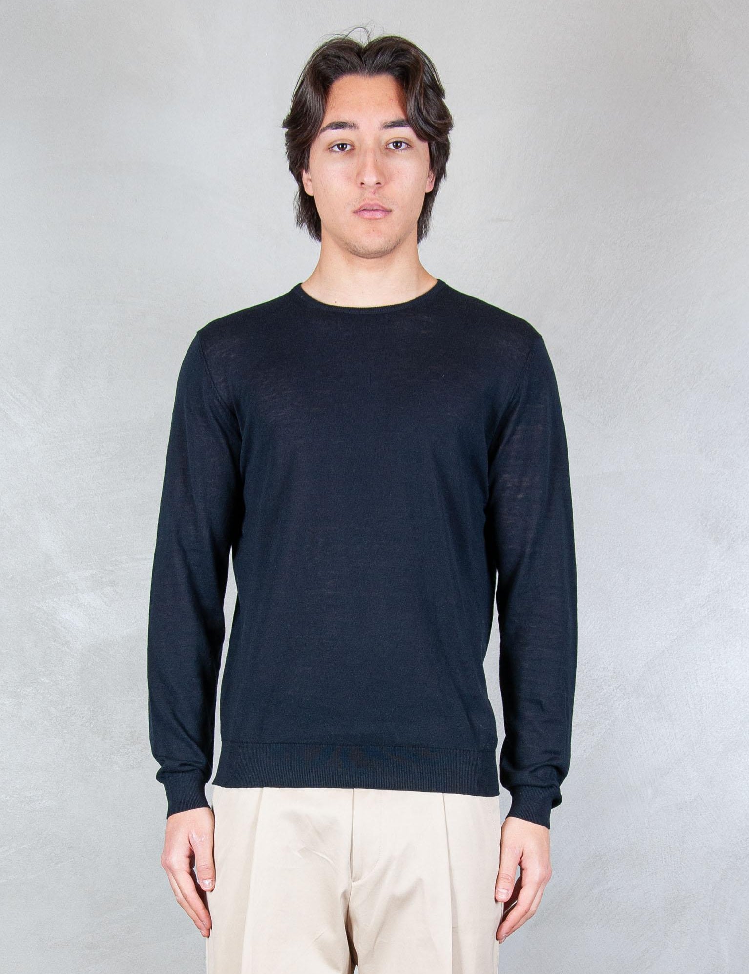 >Girocollo Cotone e Seta ME3318 BLUE NAVY Seinse 