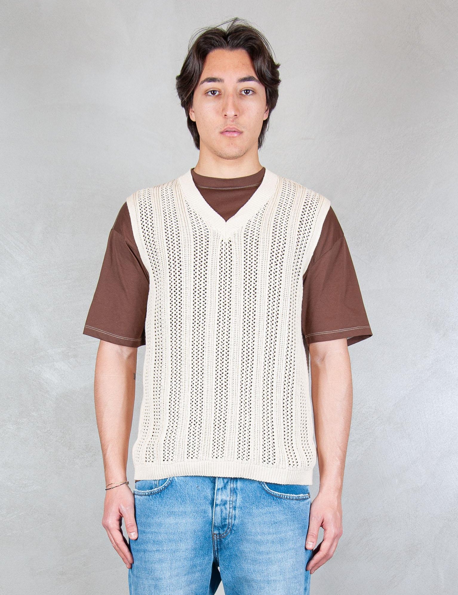 >Gilet Scollo V ME3254 OFF WHITE Seinse 