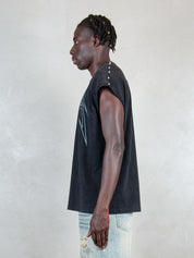 Acupuncture T-shirt   <BR/>Studded Metal STUDDED METAL S/L WASHED BLACK Acupuncture 
