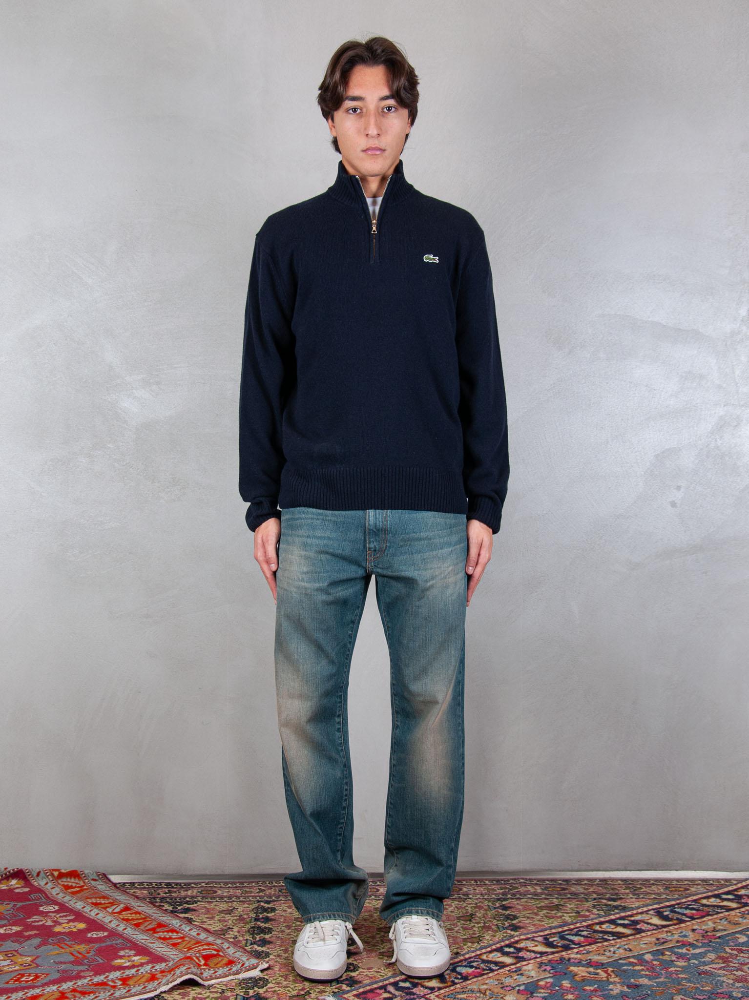 Maglione half zip in lana cardata AH3052 166 Lacoste 