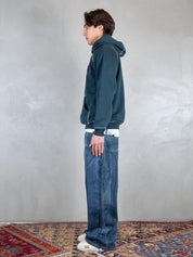 Parra Felpa <BR/>Circled Script Logo hooded 54431 DARK BLUE Parra 