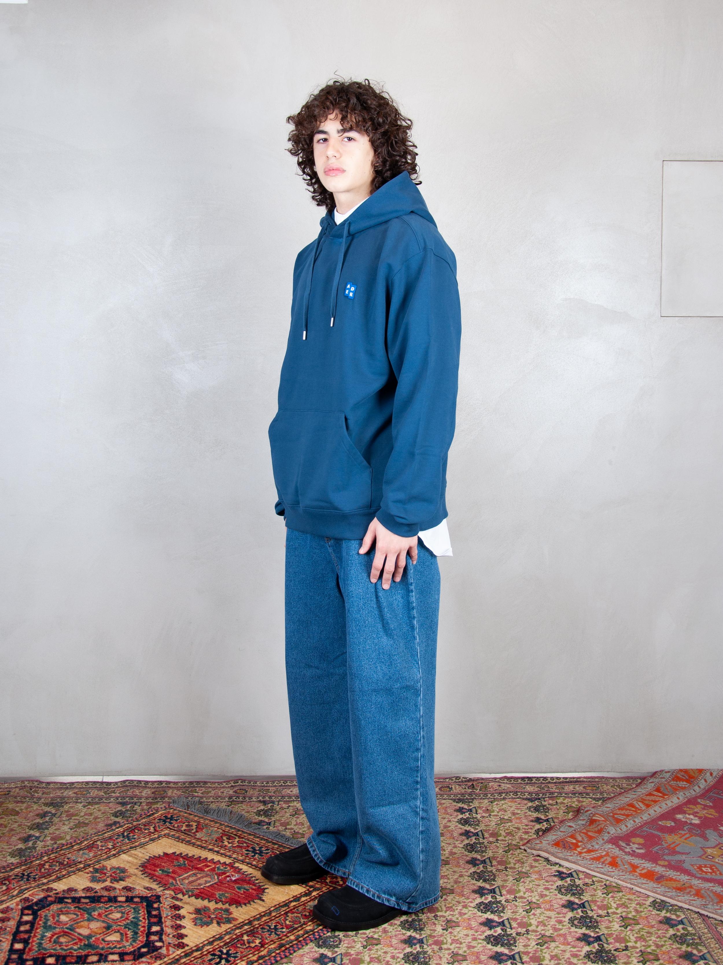 Ader Error Felpa Semi Oversized Hoodie BMSGFYHD0101 NV-NAVY Ader Error 