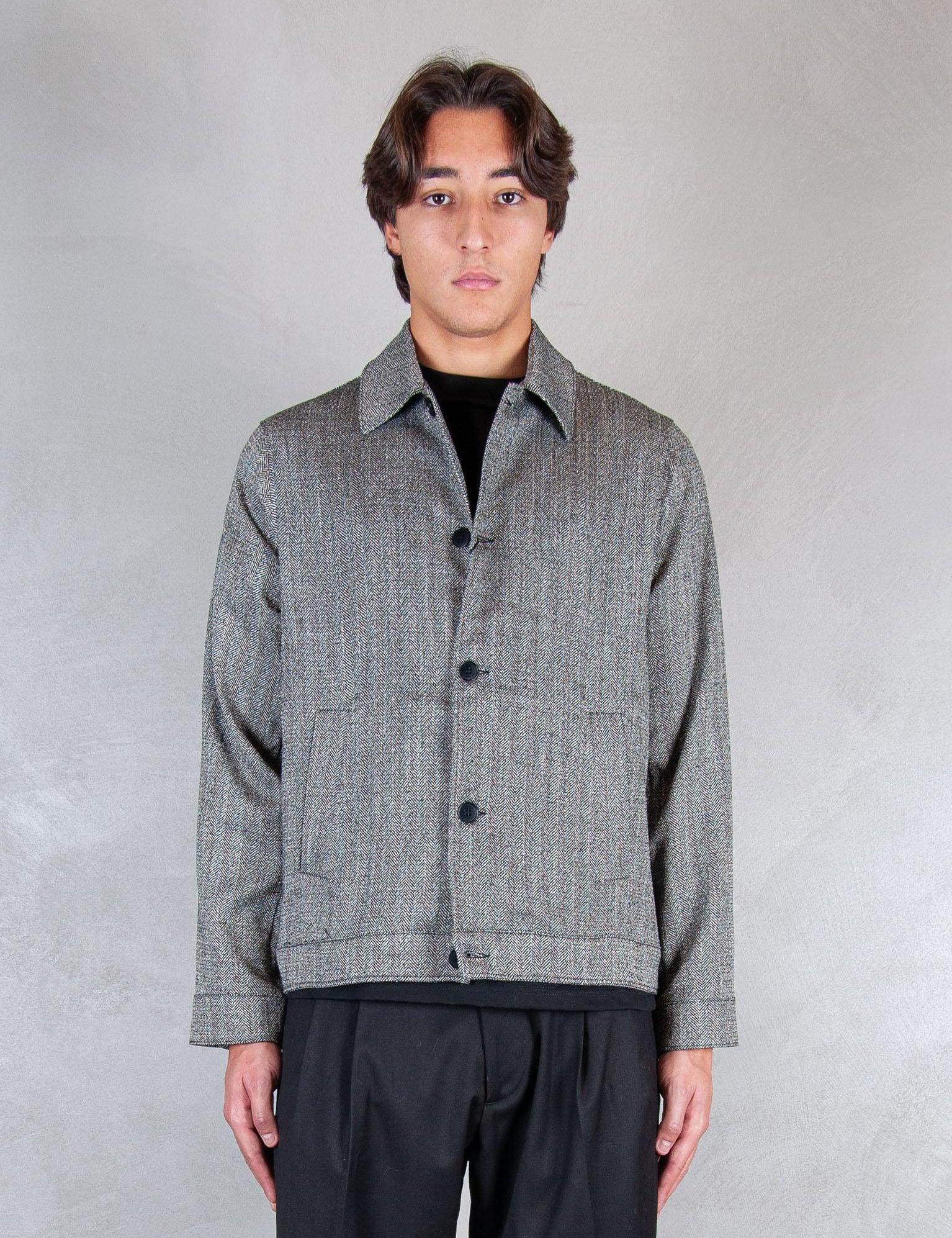 >Overshirt Spigato CA3448 NERO I'm Brain 