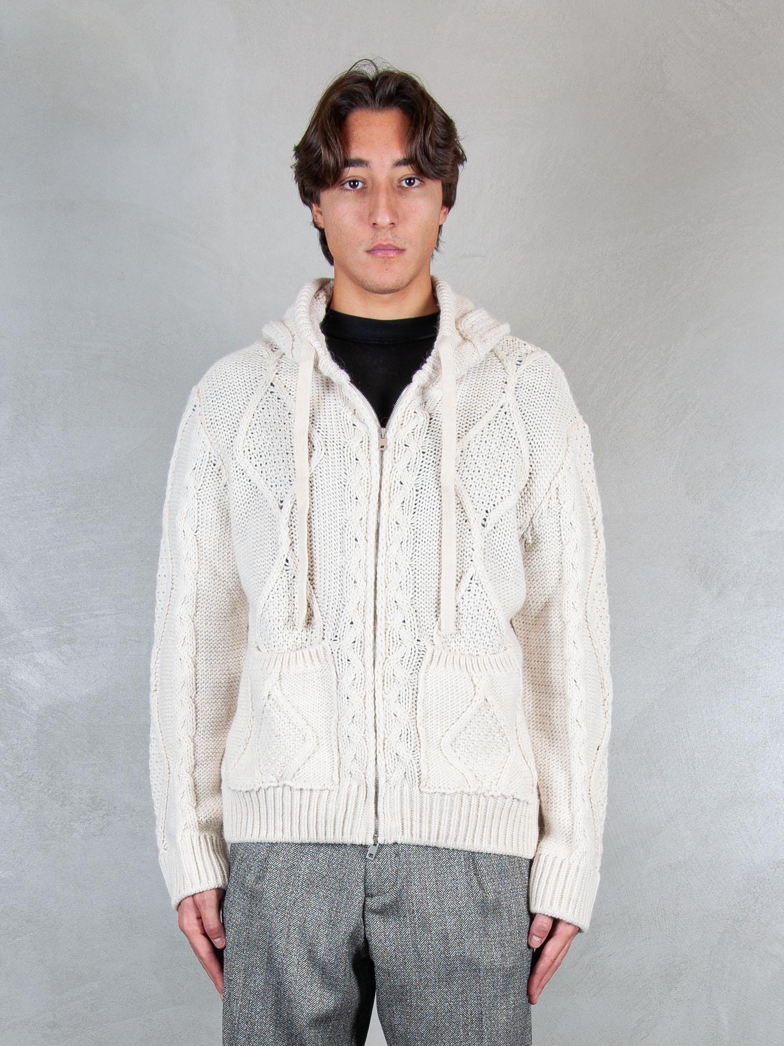 Maglia zip treccia MA3403 PANNA I'm Brain 