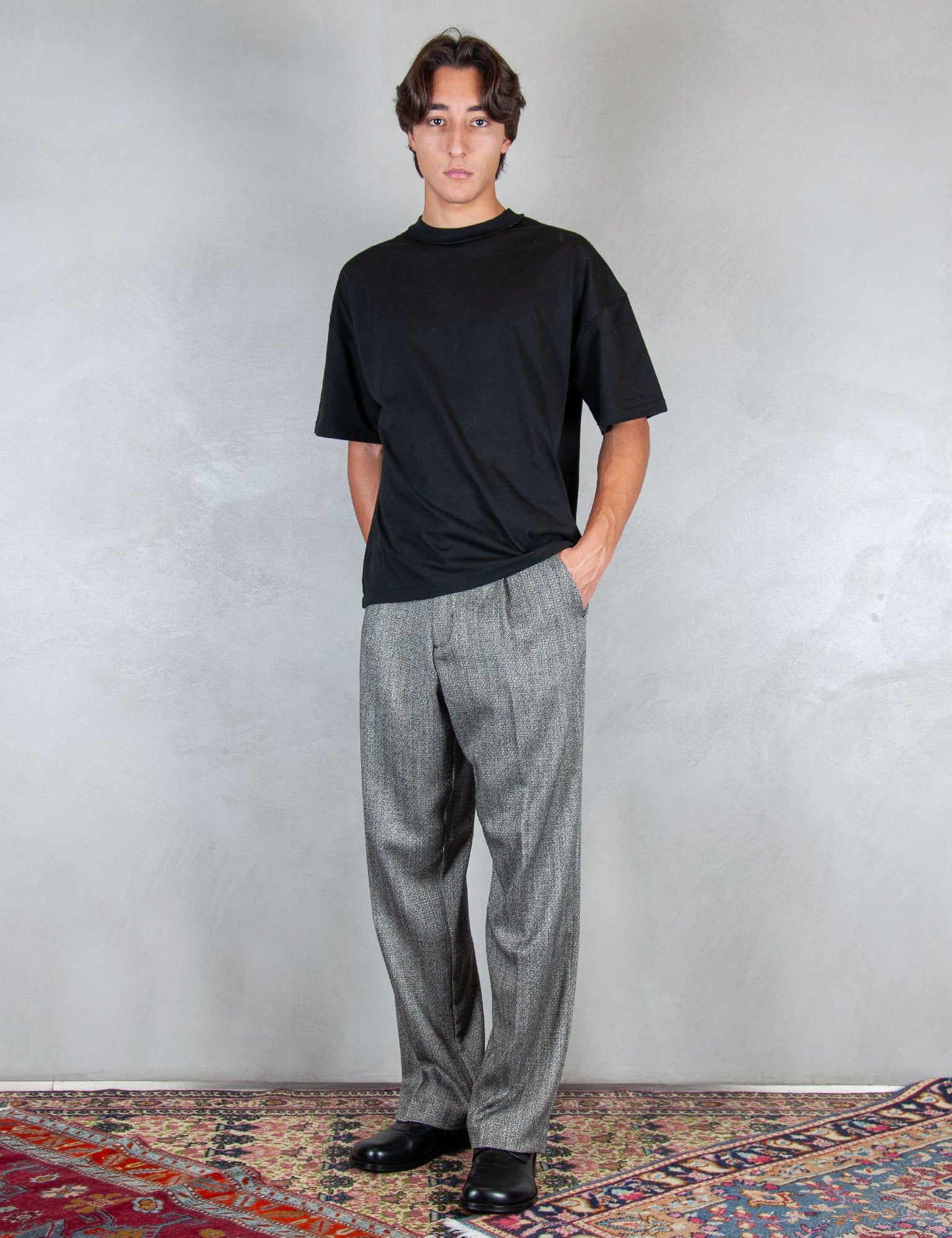 >Pantalone 2 pinces Spigato PA3505 NERO I'm Brain 