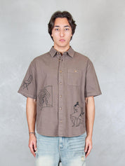 Parra Camicia <BR/>Crooked face 55320 BROWN Parra 