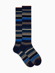 Calze lunghe uomo cotone blu righe multicolor AP103413 13102 Gallo 