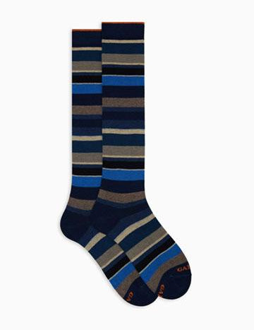 Calze lunghe uomo cotone blu righe multicolor AP103413 13102 Gallo 