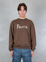 Parra Felpa <BR/>Weird Trad Logo crewneck 54321 BROWN Parra 